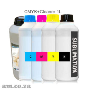 H-INK/COMBO: CMYK Dye Sublimation Ink, 1L Each & General Purpose Water Based Ink Cleaner 1 Litre Bottles Combo Pack